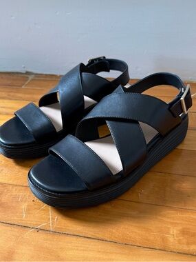NWOT Cole Haan leather Black Platform Crisscross Sandals